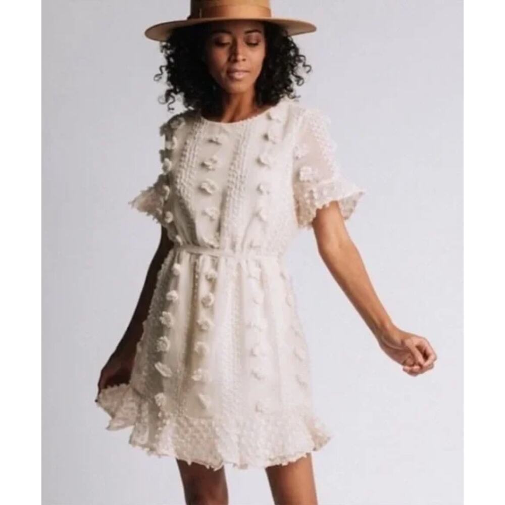 &merci Pom Pom So Close To My Heart Mini Dress Cream Size Medium